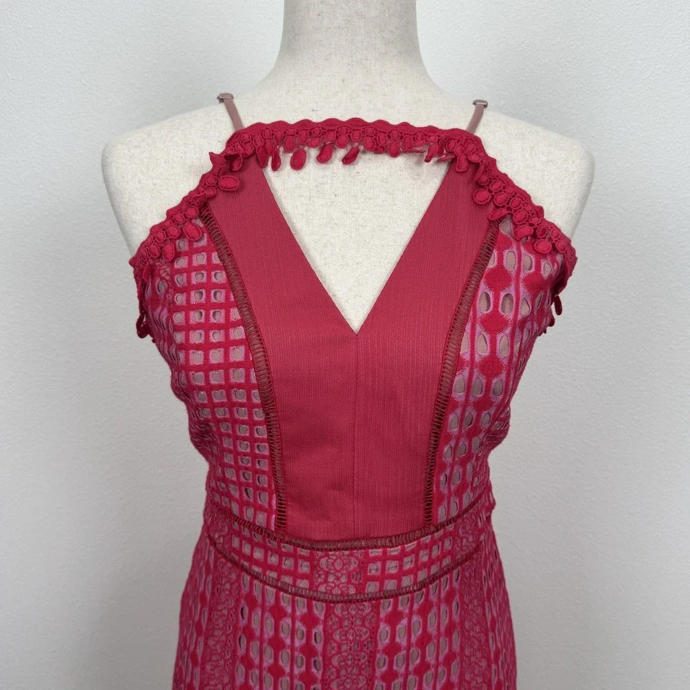 Harlyn Dress Womens M Pink Lace Feminine Coquette Event Dainty Preppy Old Money - Picture 6 of 16